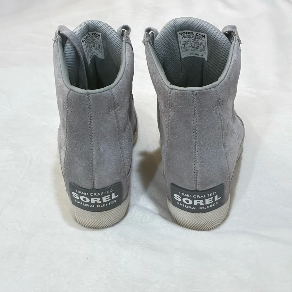 SOREL Out 'N About Wedge Booties Dove Quarry Grey Suede Waterproof Women's 8 - Picture 5 of 10
